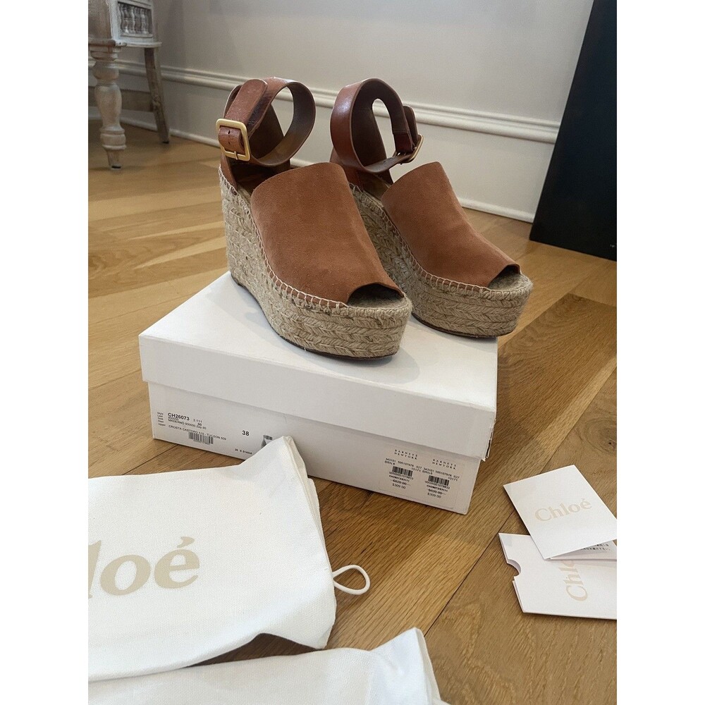 AUTHENTIC CHLOE SUEDE LEATHER ESPADRILLE PLATFORM SANDALS- EU 38 GUC! - Picture 12 of 12